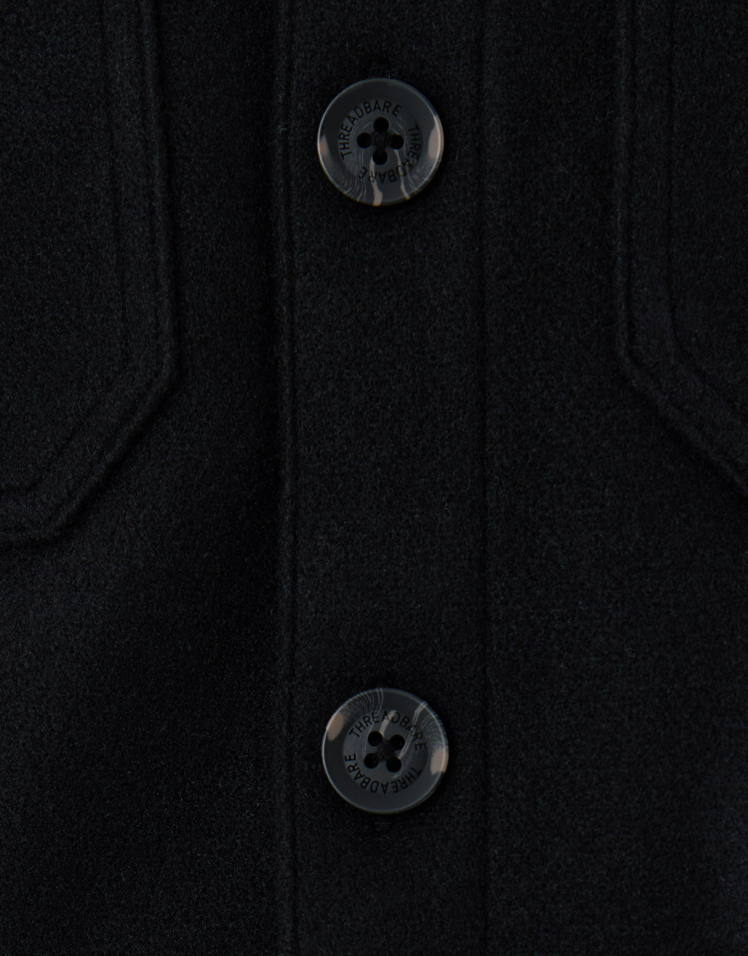 Threadbare Faux Wool Button Up Shacket in Black - buttons