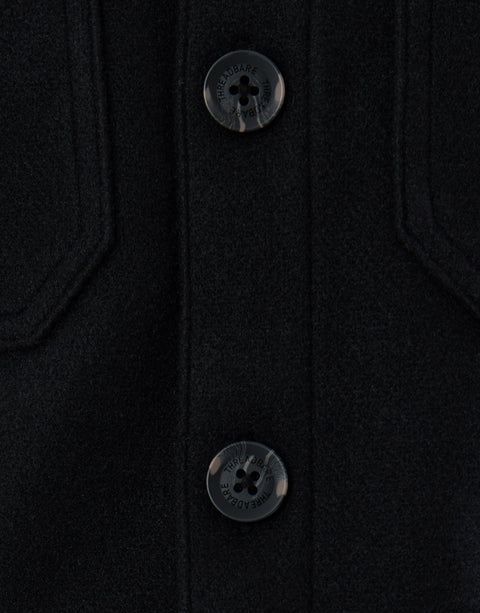 Threadbare Faux Wool Button Up Shacket in Black - buttons