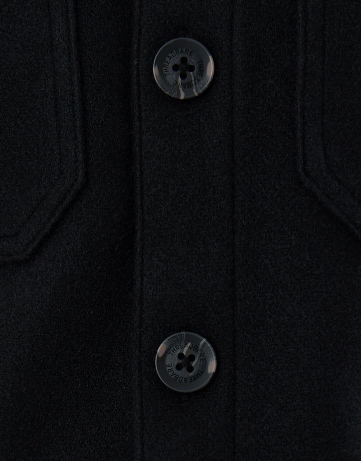 Threadbare Faux Wool Button Up Shacket in Black - buttons