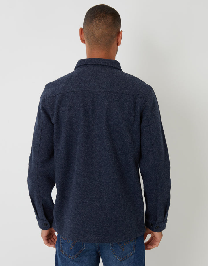 Navy Faux Wool Button Up Shacket