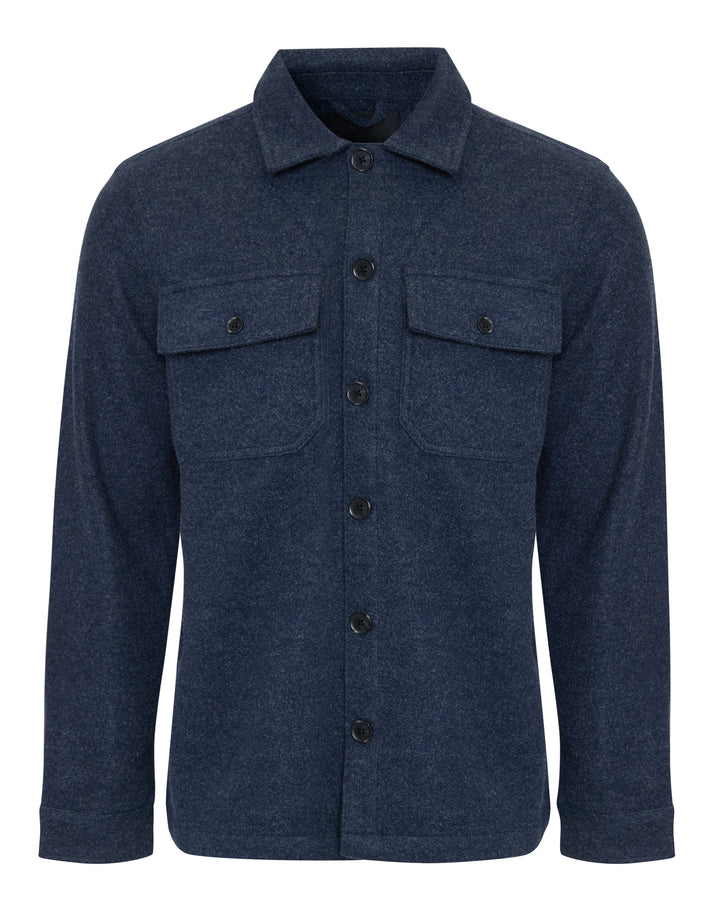 Navy Faux Wool Button Up Shacket