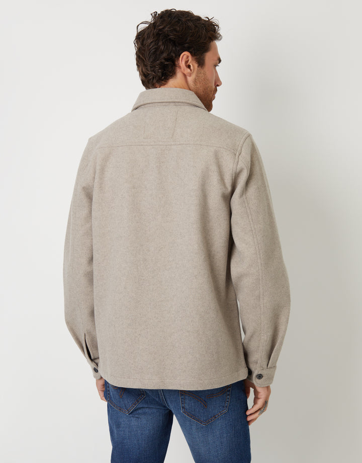 Beige Faux Wool Button Up Shacket