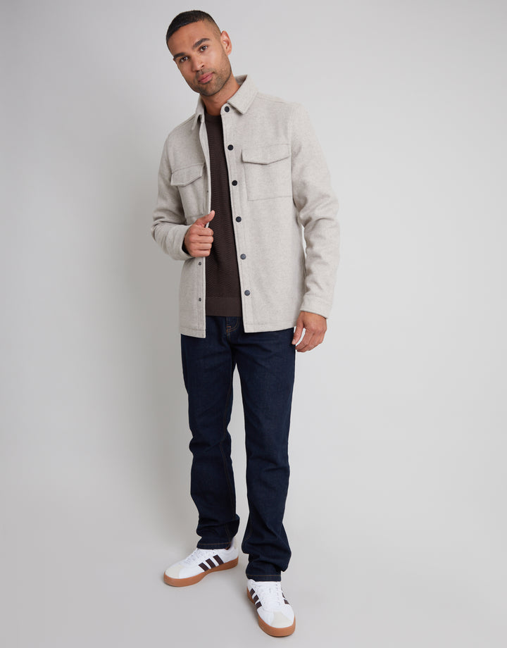 Beige Faux Wool Shacket