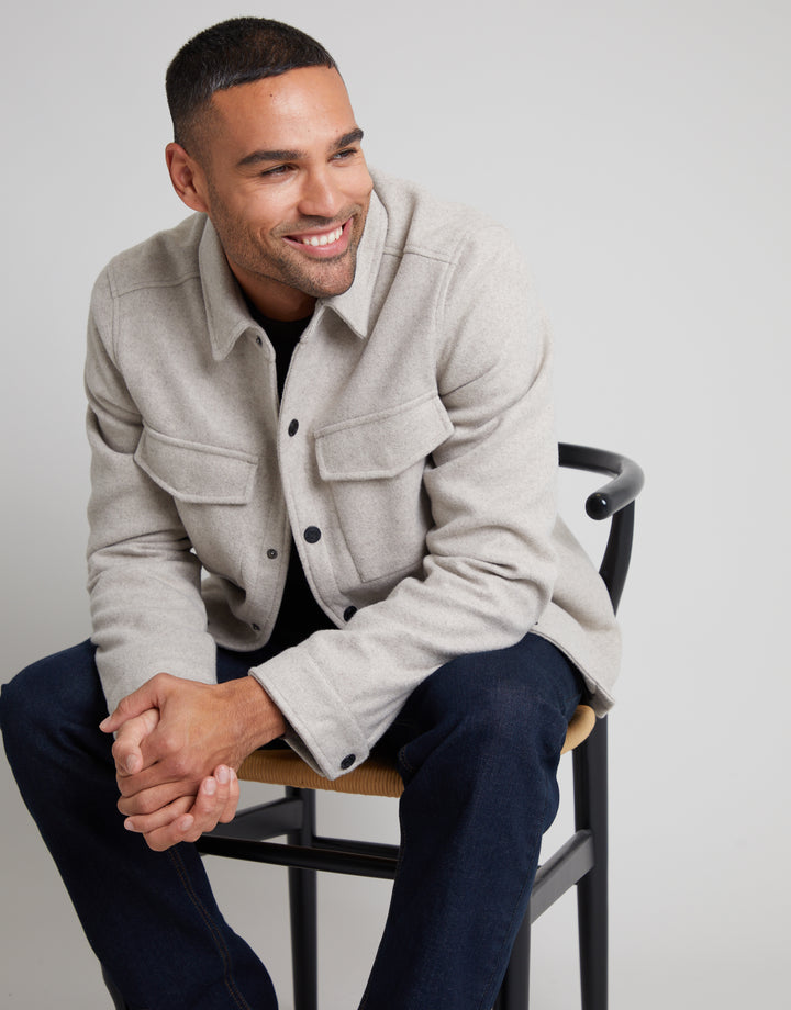 Beige Faux Wool Shacket