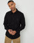 Black Cotton Popper Closure Long Sleeve Shirt