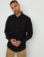 Black Cotton Popper Closure Long Sleeve Shirt