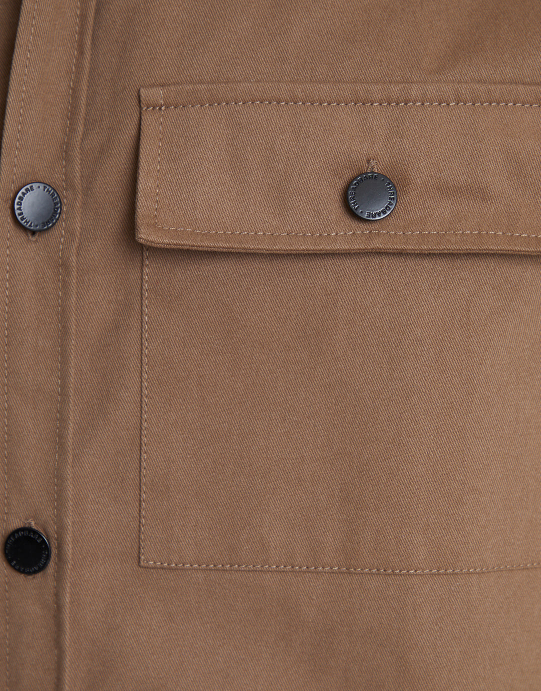 Brown Relaxed Fit Cotton Twill Button Up Shacket
