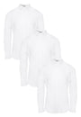 White Stretch Cotton Poplin Long Sleeve Shirts (3 Pack)