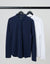 White & Navy Cotton Pique Jersey Long Sleeve Shirts (2 Pack)