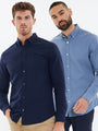Navy & Blue Cotton Long Sleeve Shirts (2 Pack)