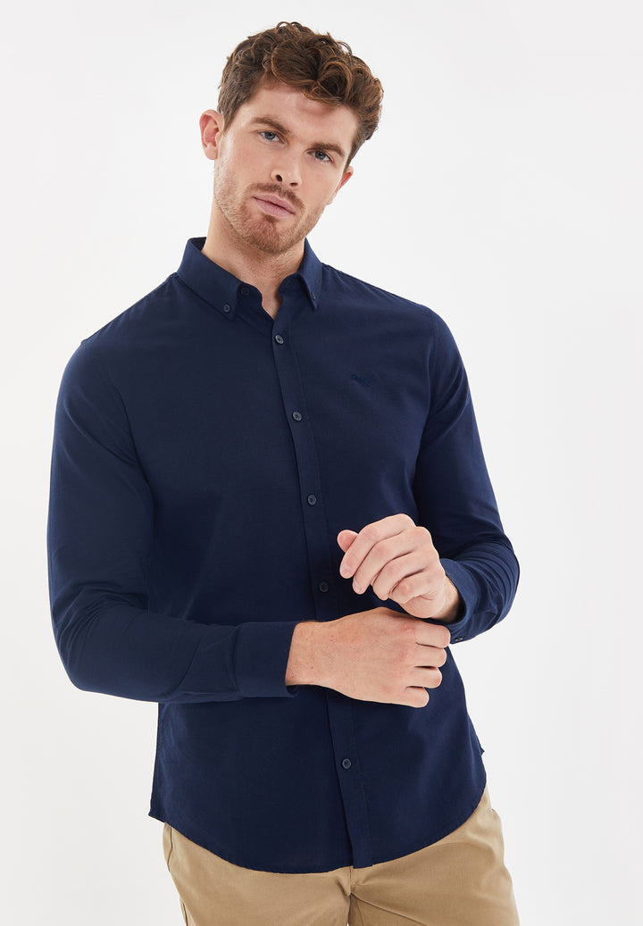 Navy & Blue Cotton Long Sleeve Shirts (2 Pack)