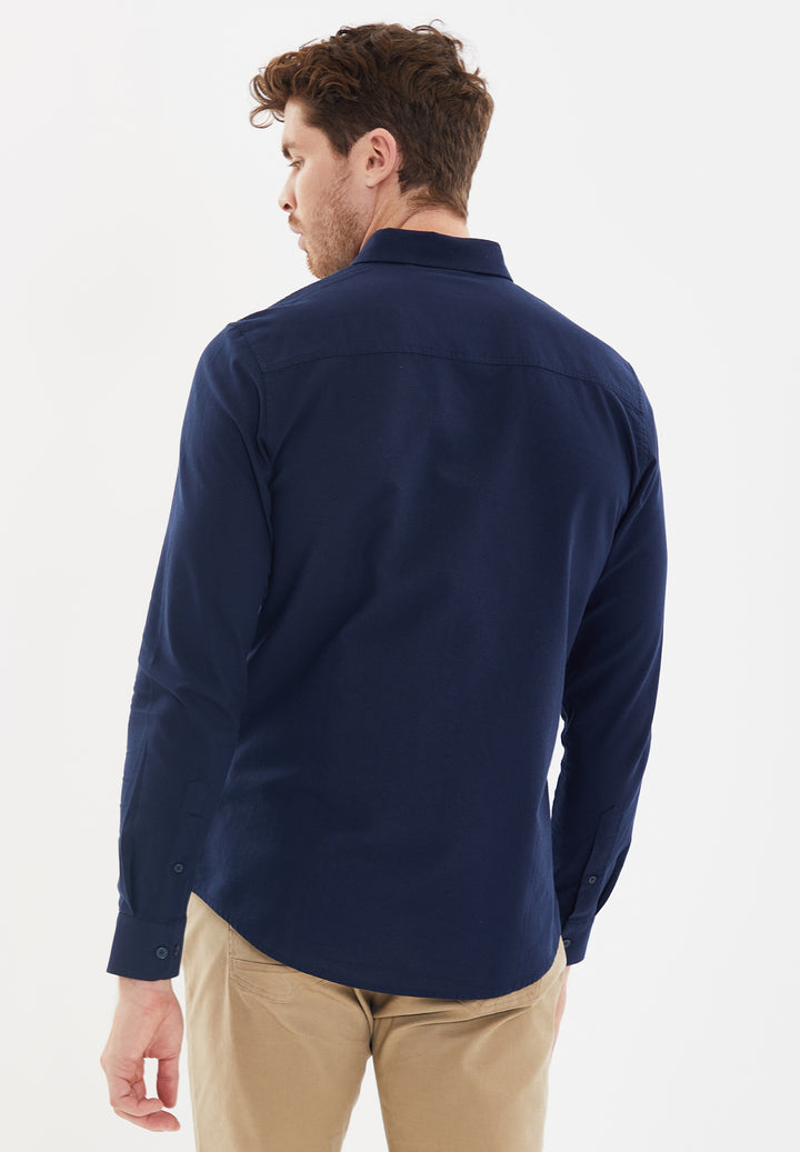 Navy & Blue Cotton Long Sleeve Shirts (2 Pack)