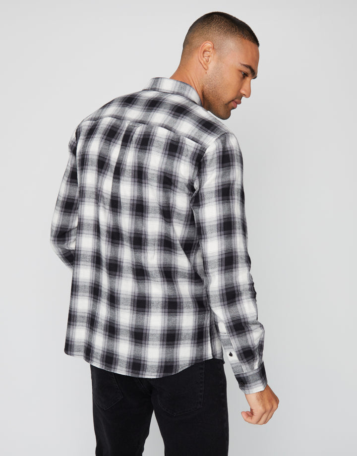 Black & Burgundy Flannel Check Long Sleeve Shirts (2 Pack)