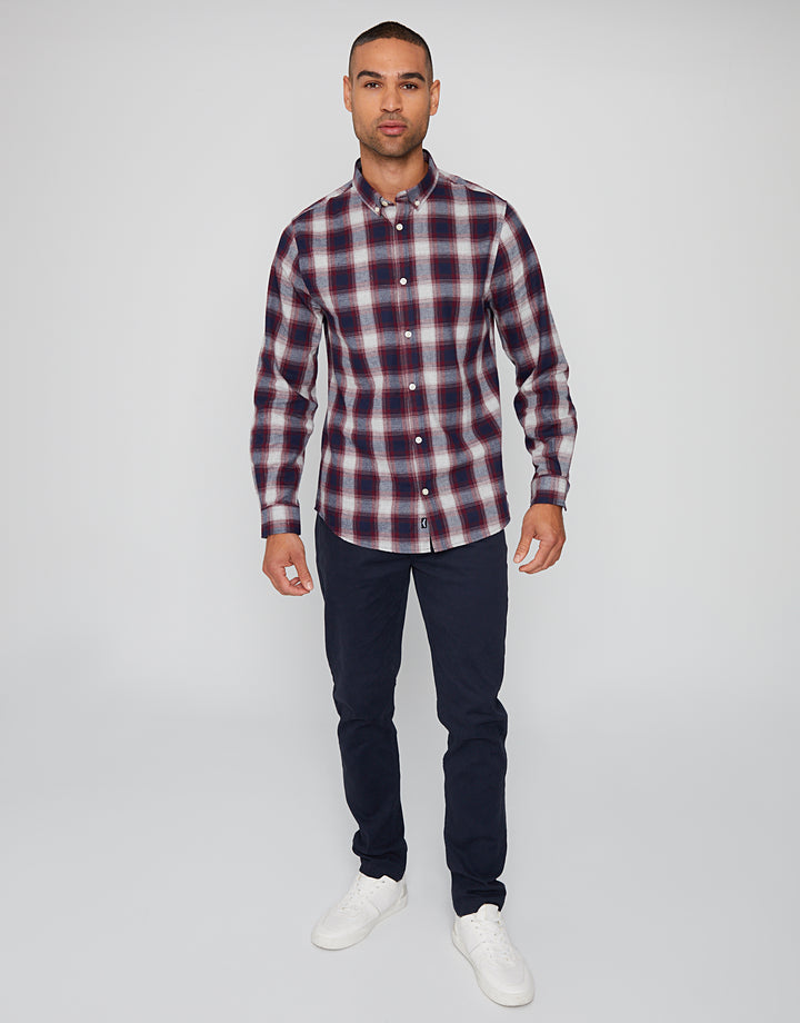 Black & Burgundy Flannel Check Long Sleeve Shirts (2 Pack)