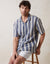 Blue & Ecru Crochet Relaxed Fit Short Sleeve Shirt