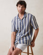 Blue & Ecru Crochet Relaxed Fit Short Sleeve Shirt