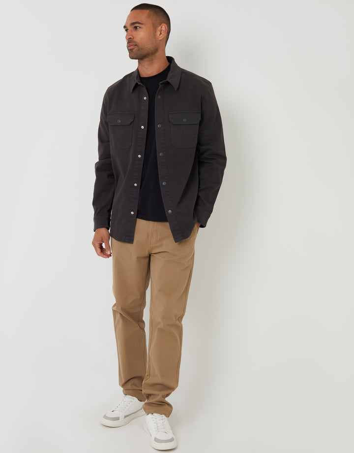 Dark Green Snap Fastening Shacket