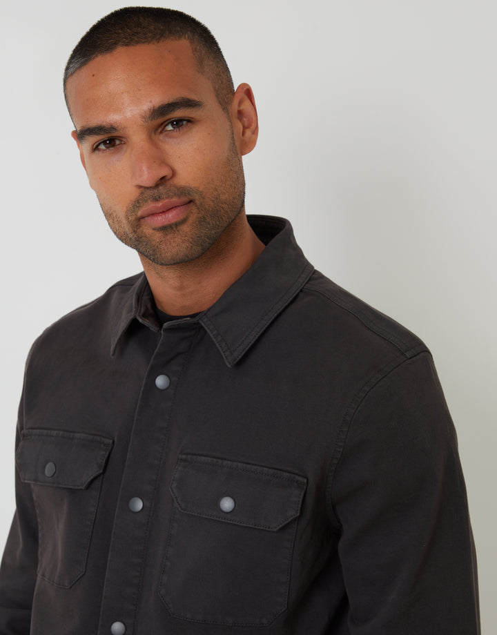 Dark Green Snap Fastening Shacket