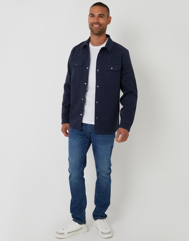 Navy Snap Fastening Shacket