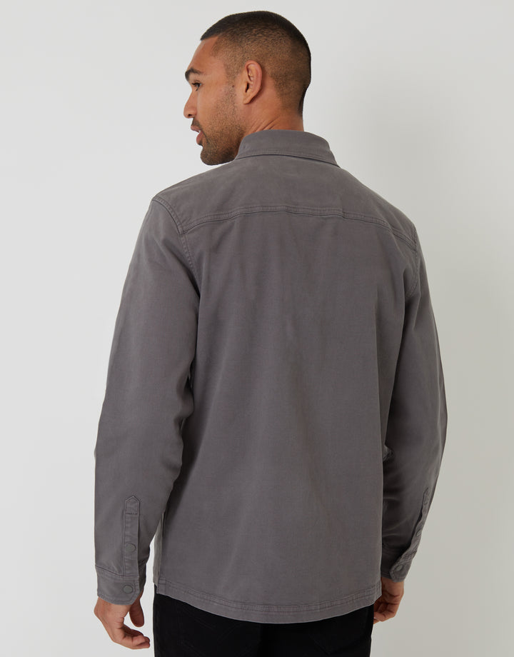 Slate Grey Snap Fastening Shacket