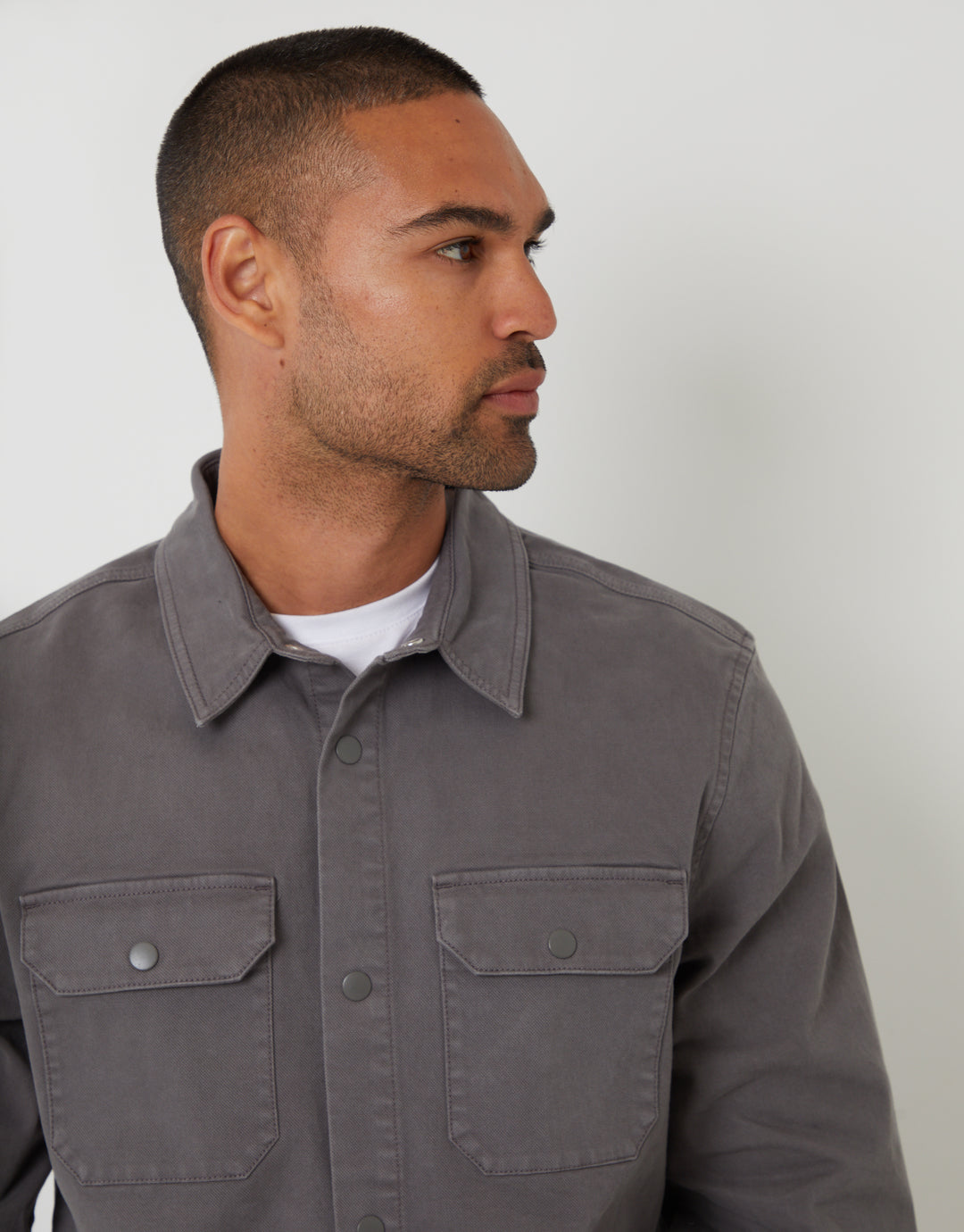 Slate Grey Snap Fastening Shacket