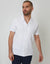White Jersey Pique Revere Collar Short Sleeve Shirt