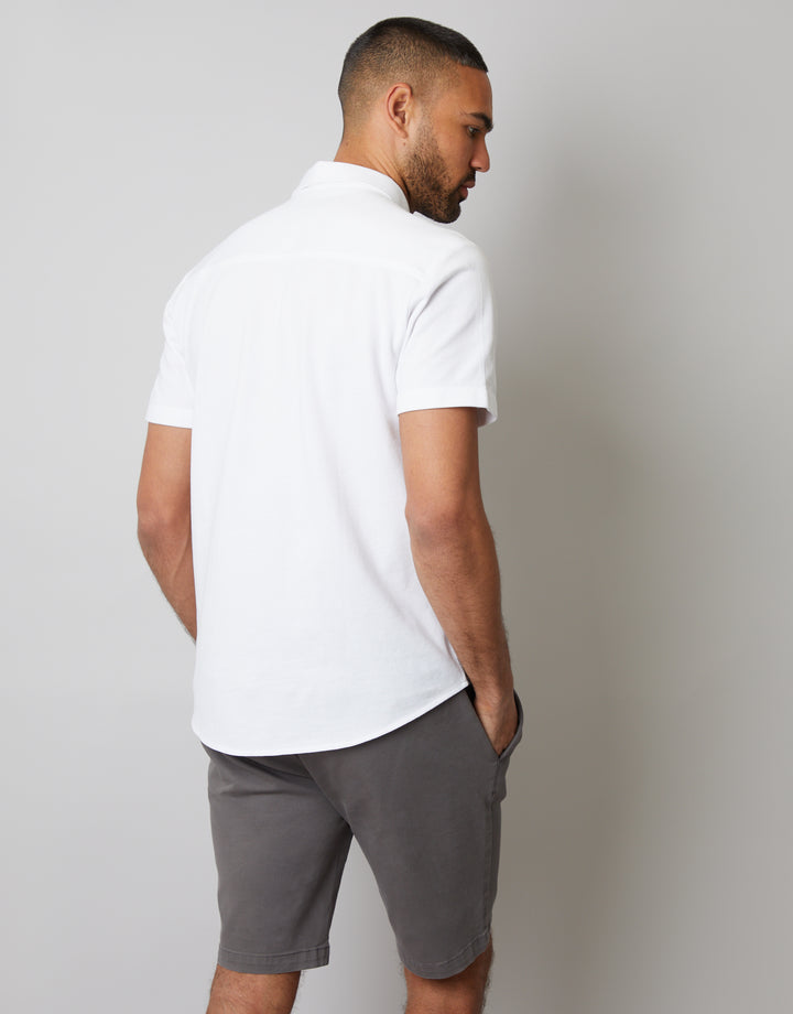 White Pique Short Sleeve Shirt