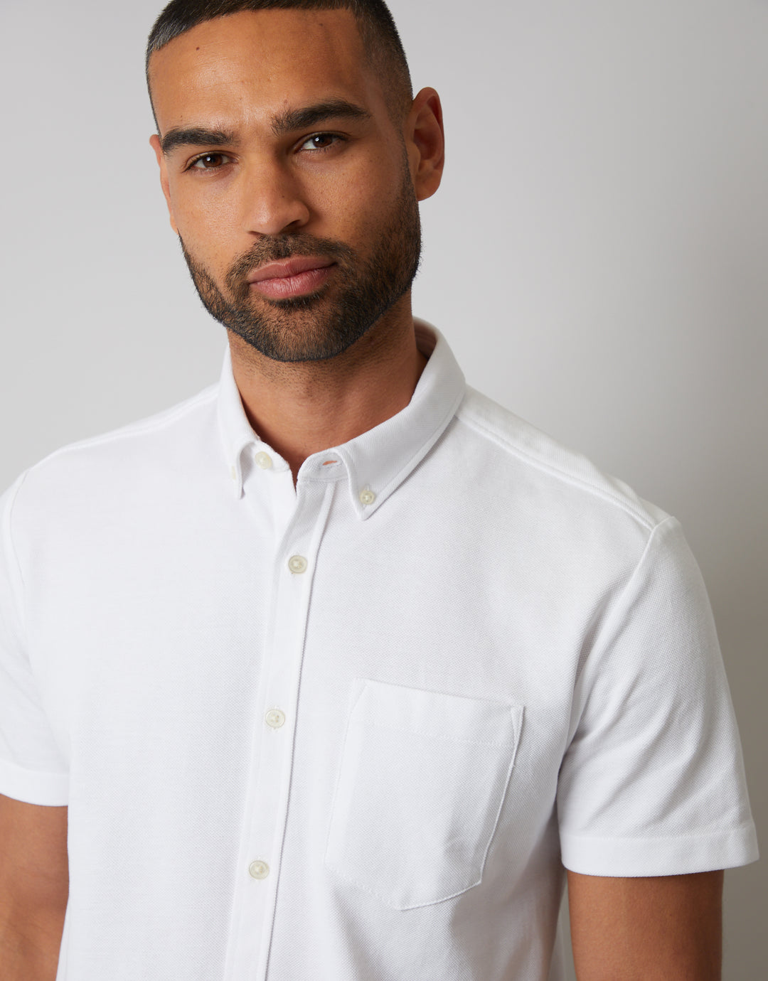 White Pique Short Sleeve Shirt