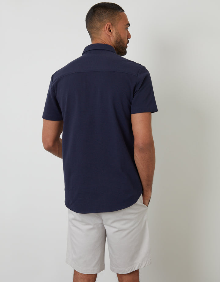 Navy Pique Short Sleeve Shirt
