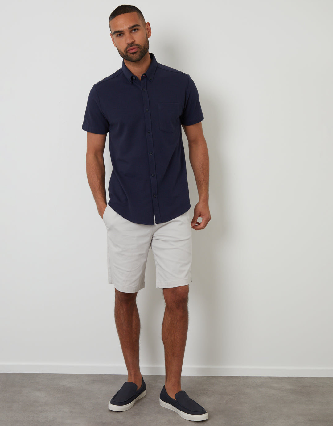 Navy Pique Short Sleeve Shirt