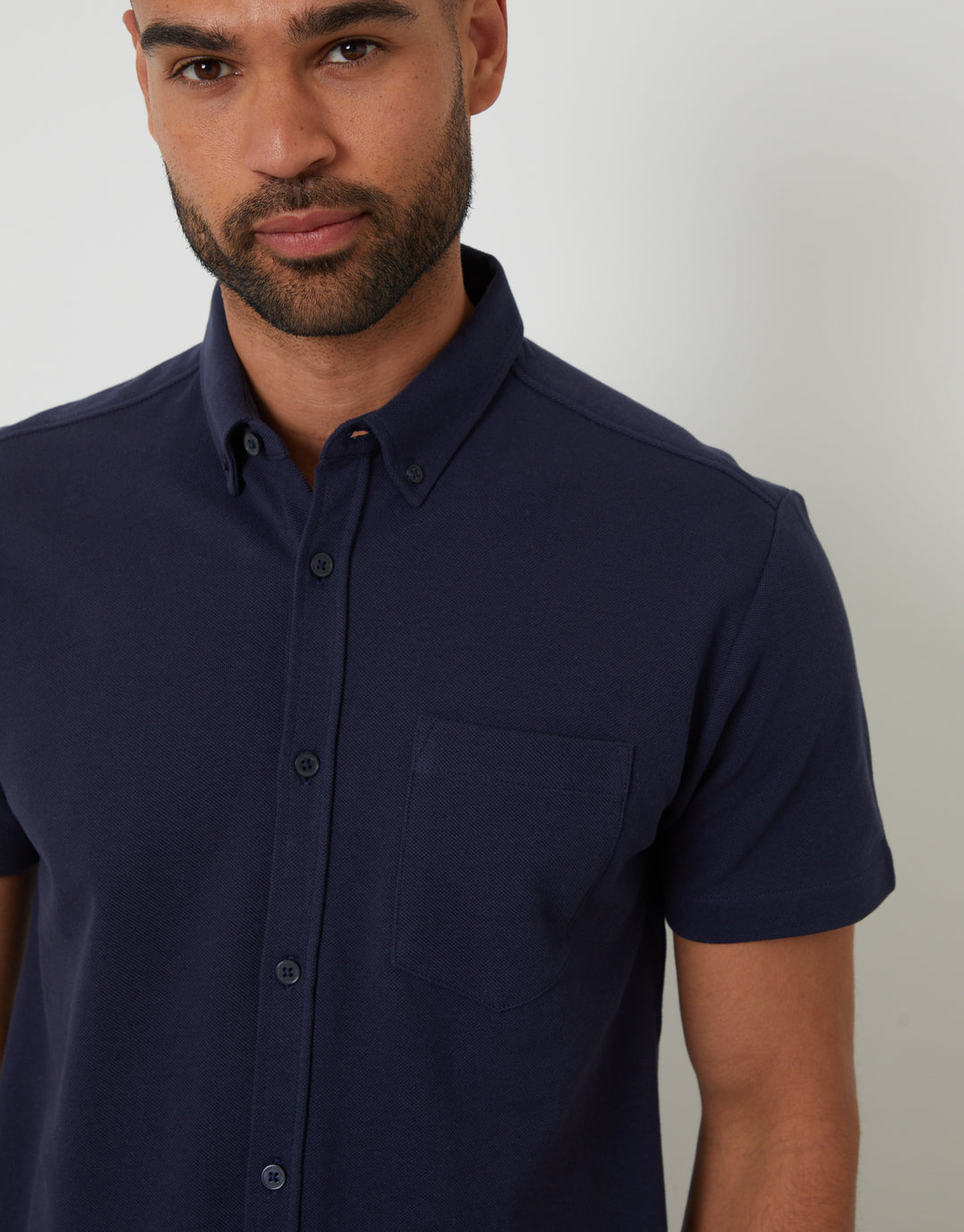 Navy Pique Short Sleeve Shirt