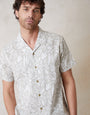 Abstract Floral Print Short Sleeve Shirt in Light Stone