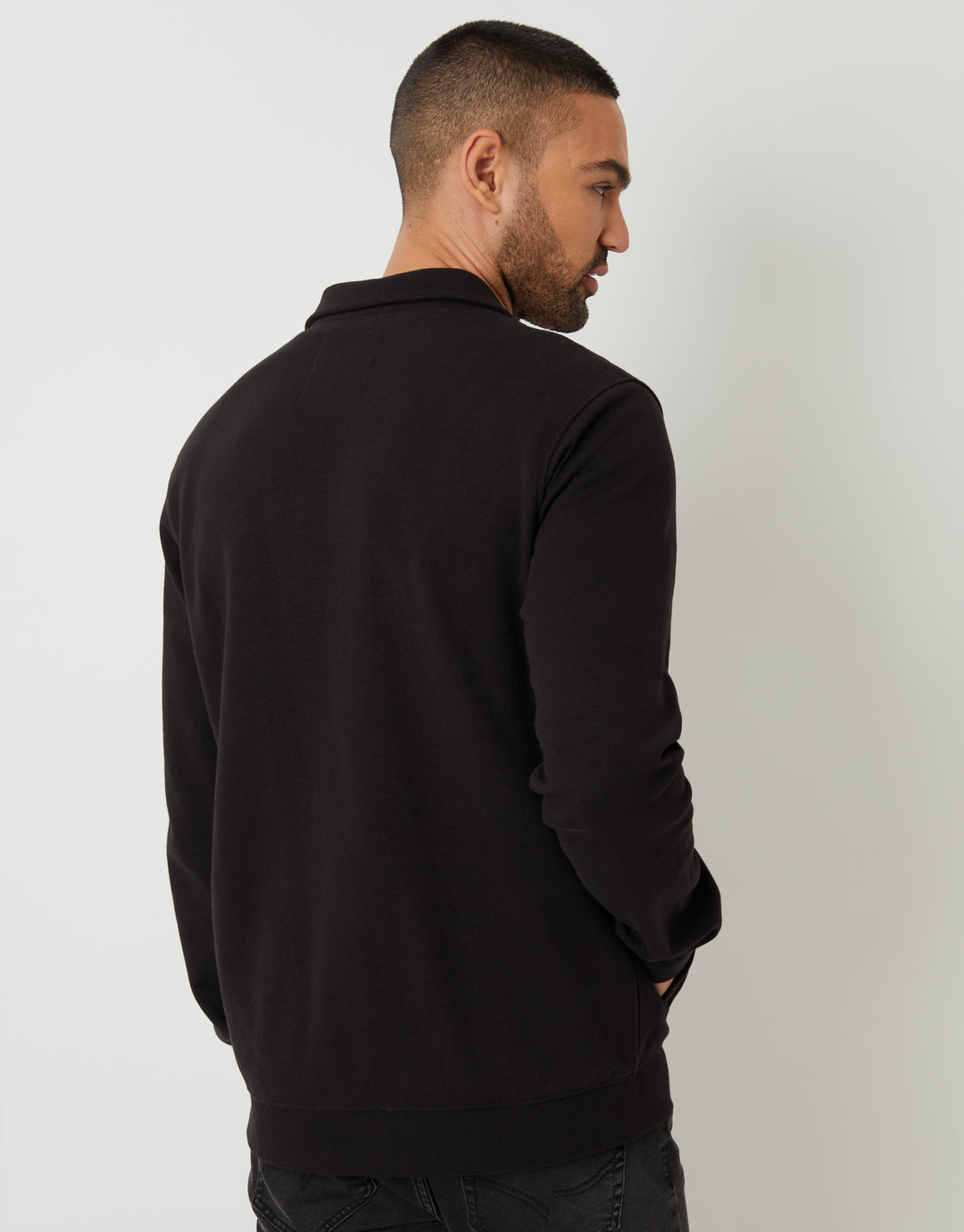 Black Pique Zip Through Shacket