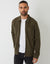 Khaki Green Pique Zip Through Shacket