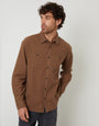 Relaxed Fit Cotton Flannel Shirt in Brown