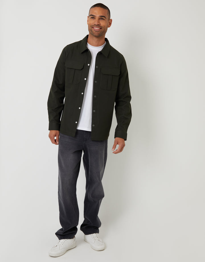 Forest Green Cargo Pocket Shacket