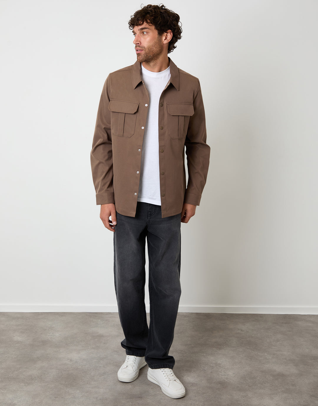 Brown Cargo Pocket Shacket