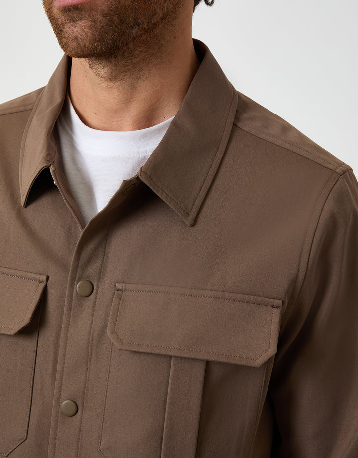 Brown Cargo Pocket Shacket