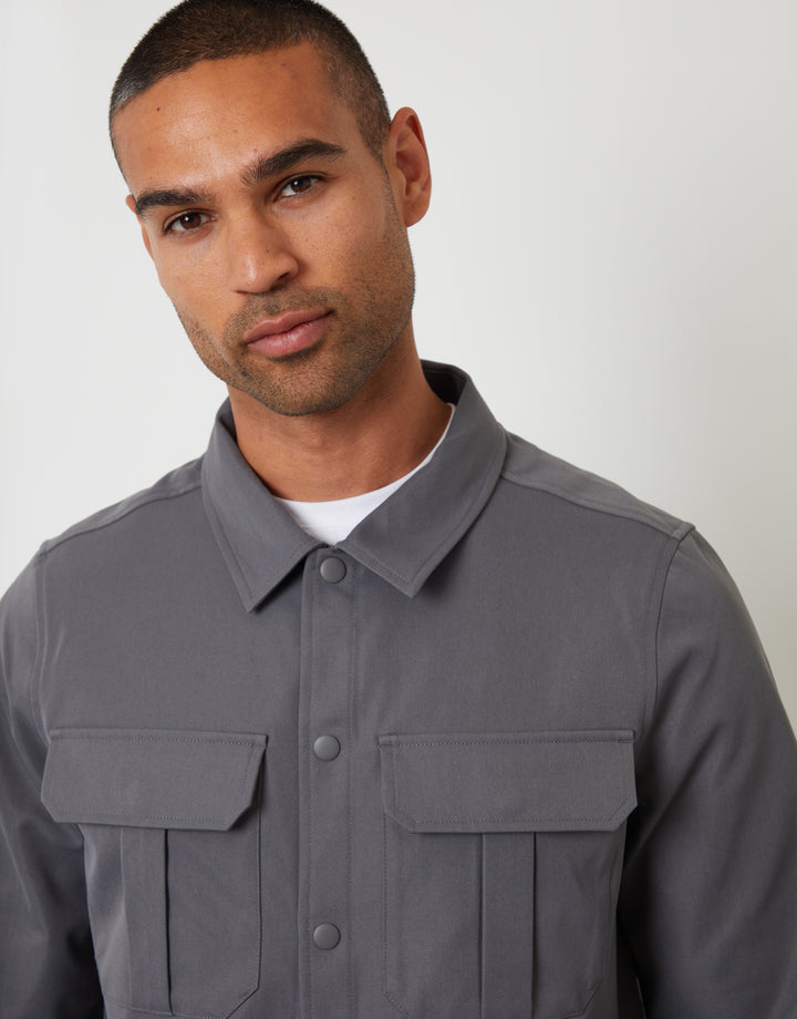 Slate Grey Cargo Pocket Shacket