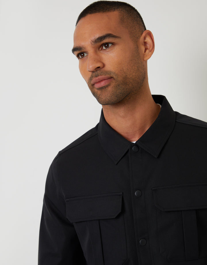 Black Cargo Pocket Shacket