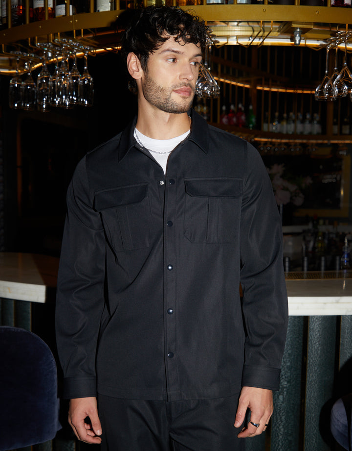 Black Cargo Pocket Shacket