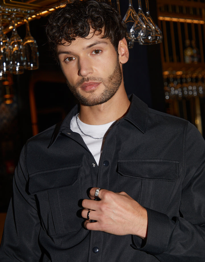 Black Cargo Pocket Shacket