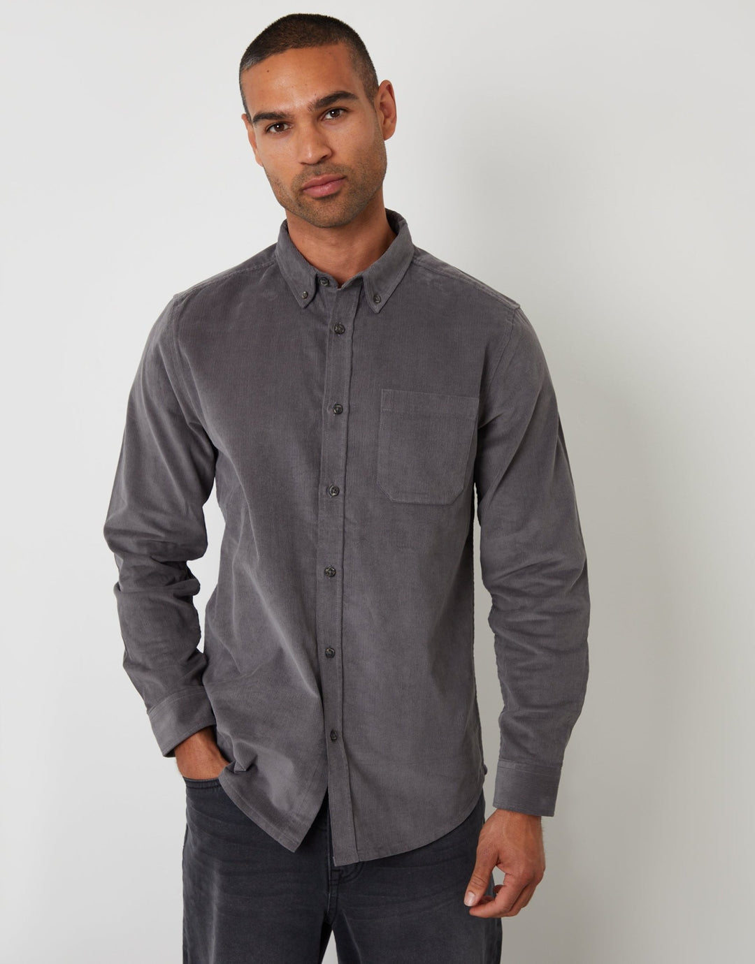 Corduroy Shirt in Slate Grey