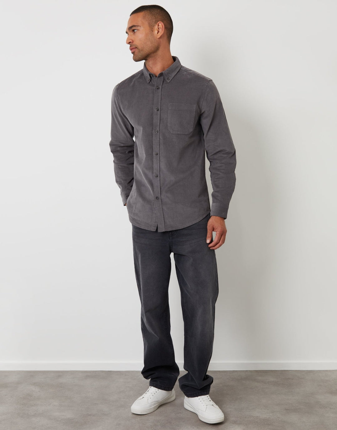 Corduroy Shirt in Slate Grey
