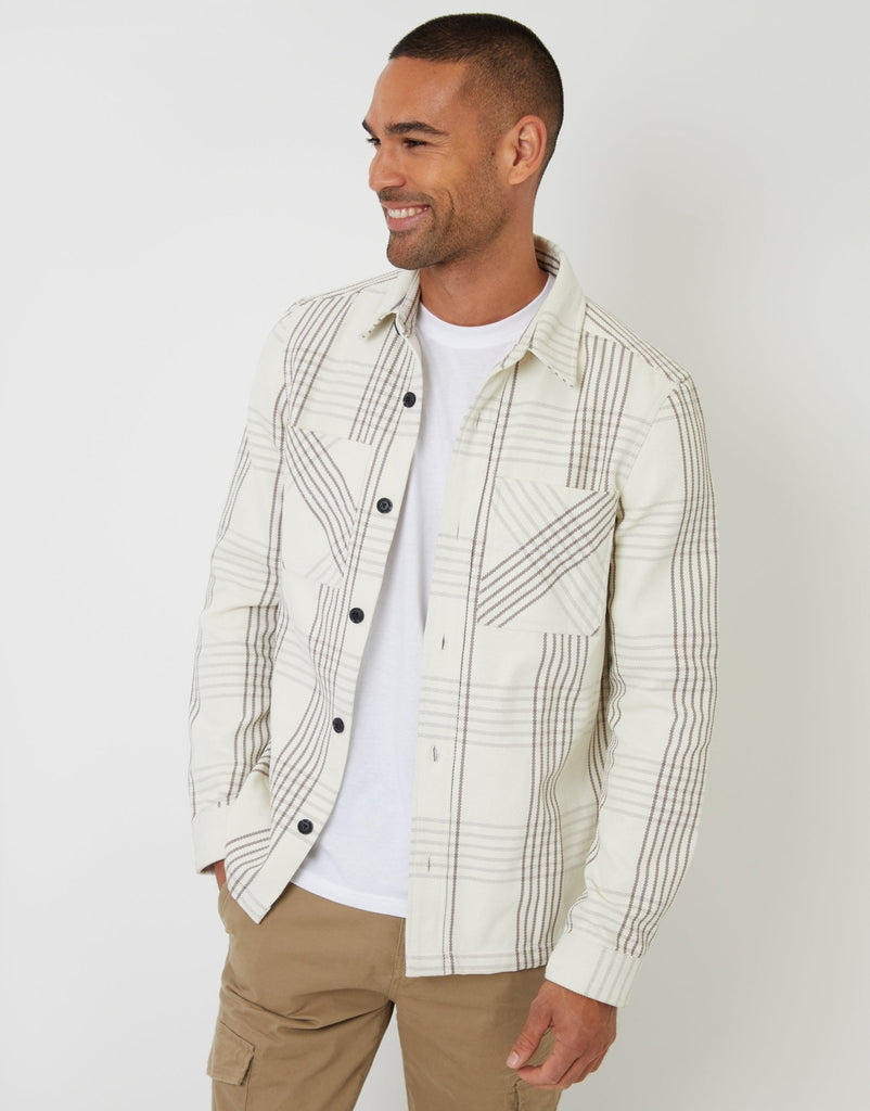 Brushed Shacket Ecru Check