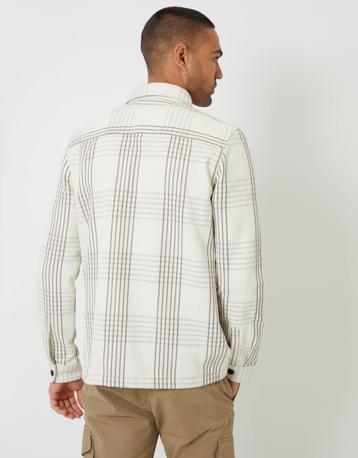 Brushed Shacket in Ecru Check