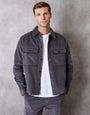 Slate Grey Relaxed Cropped Fit Corduroy Shacket