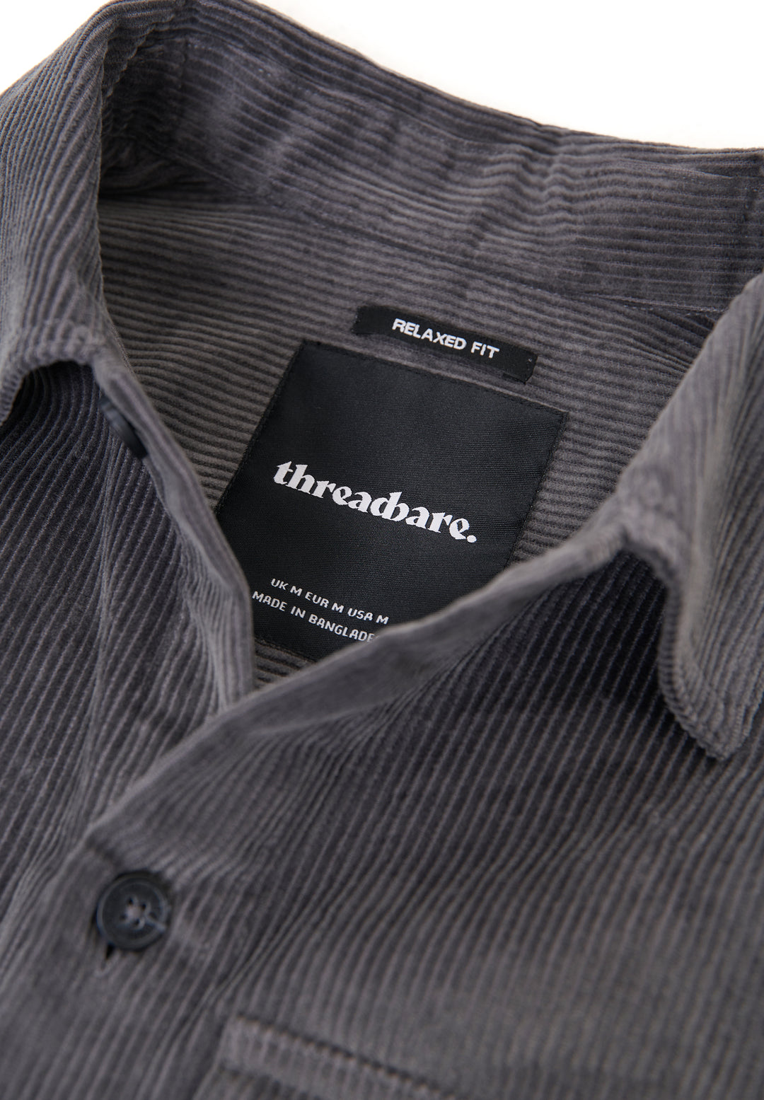 Slate Grey Relaxed Cropped Fit Corduroy Shacket