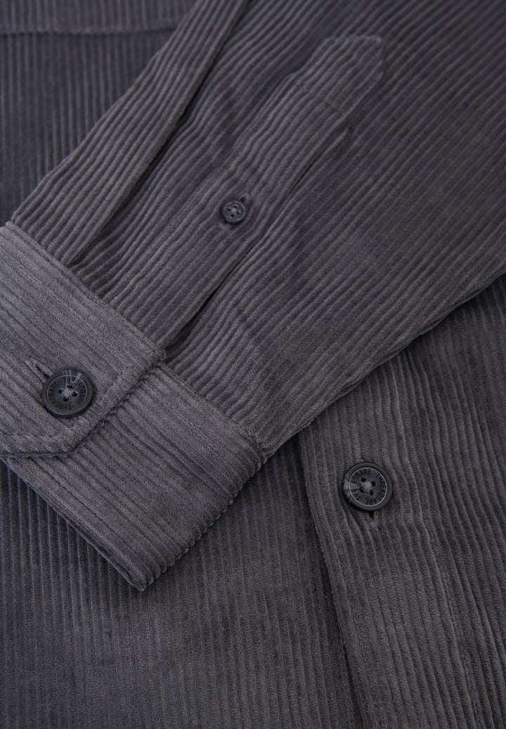 Slate Grey Relaxed Cropped Fit Corduroy Shacket