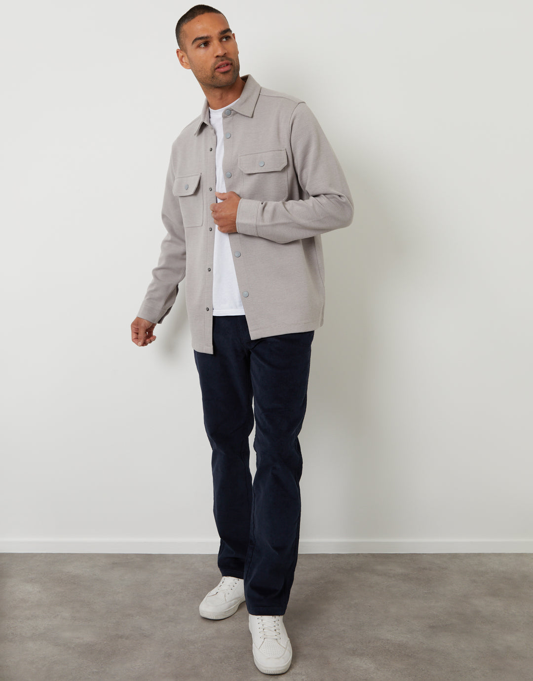 Pique Shacket in Grey